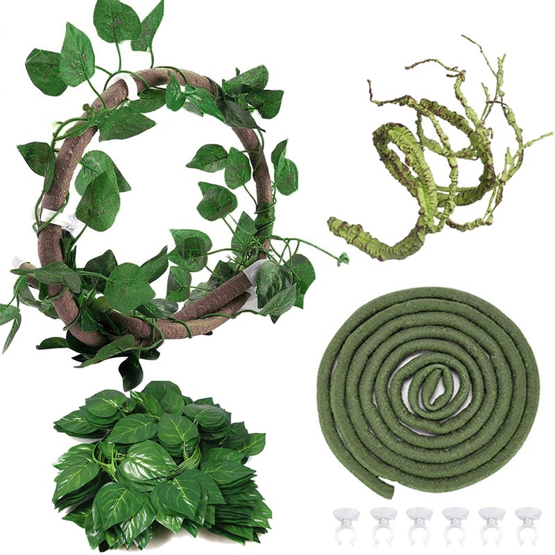 Hamiledyi Lizard Climbing Jungle Vines 9.8FT Bearded Dragon Tank Accessories Bendable Vine Artificial Branch Reptile Tank Habitat Decor for Gecko, Snakes,Chameleon,Bearded Dragon - Image 1